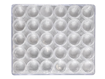 Set Aus 30 Durchsichtigen Mini-behältern Zur Perlenaufbewahrung In Einer Transparenten Box - Standard Bild - 3
