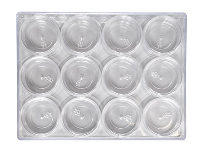Set Aus 12 Mittelgroßen Durchsichtigen Behältern Zur Perlenaufbewahrung In Einer Transparenten Box - Standard Bild - 3