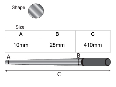Durston Einfacher Runder Stützdorn, Gehärteter Stahl, 410 mm, 10-28 mm Durchmesser - Standard Bild - 2