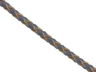 Geflochtenes Lederband, Rund, Durchmesser 3mm, Länge 1x3meter, Grau