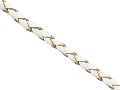 Geflochtenes Pu-lederband, Rund, Durchmesser 3 mm, Länge 1 x 3 meter, Weiß - Standard Bild - 1
