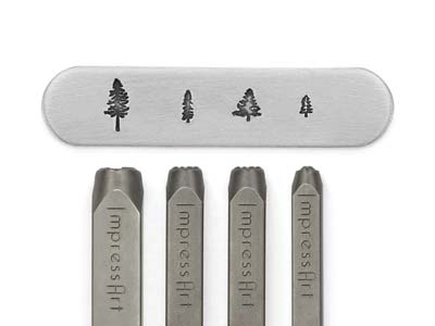 Impressart Signature Stempel Mit Baummotiv, 4er-pack, 4-mm-baum, 2 6-mm-bäume, 9,5-mm-baum