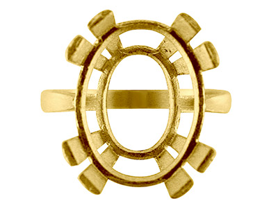 Solitärring Aus 9 Kt Gelbgold, A11, Oval, Mit Echtheitsstempel, Steingröße 16 x 12 mm, Größe N - Standard Bild - 1