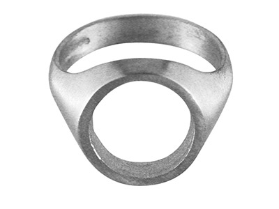 C33-rubover-solitärring Aus Sterlingsilber, Ohne Punzierung, 14x12mm, Oval, Gröe R, Hohle Ringschultern