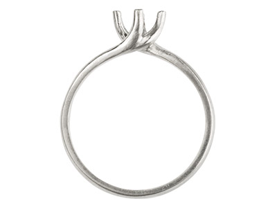 Gegossener Ring Aus Sterlingsilber, 4 krappen, Verdreht, 5,0 mm, 0,50 pt, Rund, Größe m - Standard Bild - 2