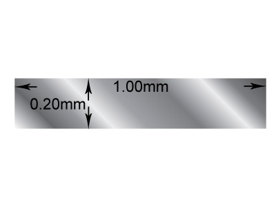 Rechteckiger Feinsilberdraht, 1,00 x 0,20 mm, Weichgeglüht, 3 m Länge, 6,2 g, 100 % Recyceltes Silber - Standard Bild - 2