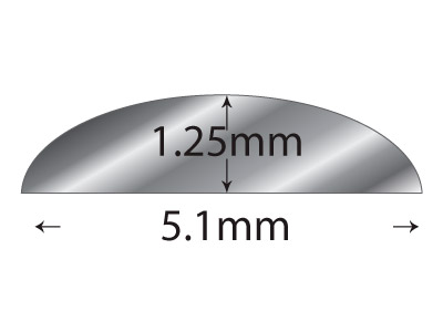 Sterlingsilberdraht, D-form, 5,10 x 1,25 mm, 100 % Recyceltes Silber - Standard Bild - 2