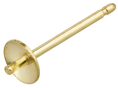 Goldbeschichteter Ohrsteckerstift Mit Schale Und Stift, 4 mm, 10er-pack - Standard Bild - 1