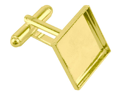 Goldbeschichteter Manschettenknopf Mit 17 mm Großem Viereckigem Kissen, 6er-pack - Standard Bild - 1