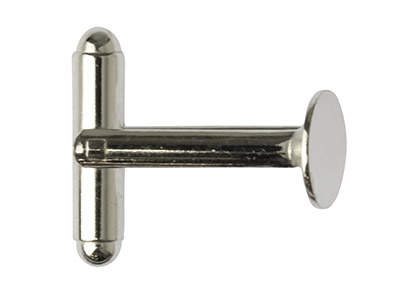 Silberbeschichteter Manschettenknopf Mit 9 mm Flachem Kissen, 6er-pack - Standard Bild - 2