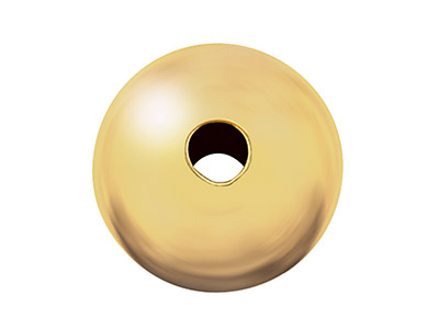 Perle Mit 2 Löchern Aus 9 Kt Gelbgold, Schlicht, Rund, 4,0mm