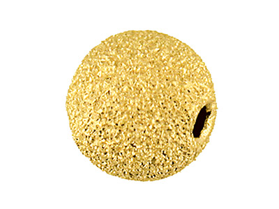 Perle Mit 2 Löchern, 9kt Gelbgold, 5mm, Laserschliff Mit Einem Matt Glitzernden Finish