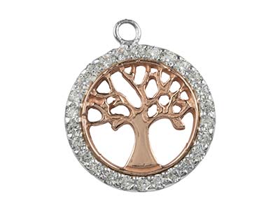 St Sil Tree Of Life Cz Channel Set Rose Plate 18mm