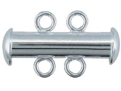 Röhrenverschluss, Zweireihig, 16 x 4 mm, Sterlingsilber - Standard Bild - 1