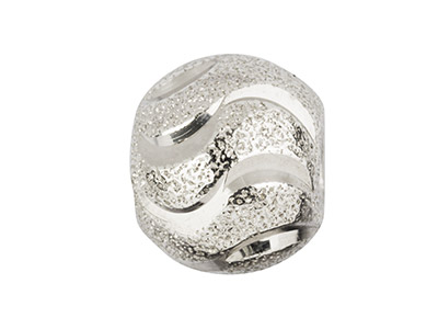 Runde Perle Aus Sterlingsilber Mit Halbmondstanzung, Gepunktet, Rund, 6 mm - Standard Bild - 1