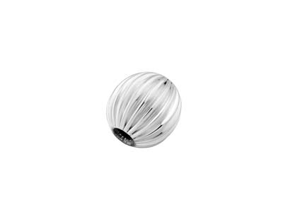 Gewellte, Runde Perlen Aus Sterlingsilber Mit 2 löchern, 9 mm, 5er-pack - Standard Bild - 1