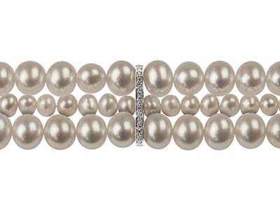Dreifacher Abstandhalter Für Perlen Aus Sterlingsilber, Mit Kubischem Zirkon, 18 x 6 mm - Standard Bild - 4