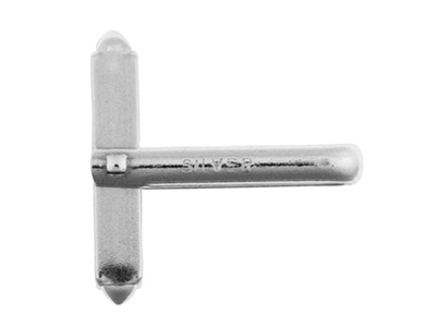 Manschettenknopf Aus Sterlingsilber, Rechteckig, U-knebel, Leichtes Gewicht, 100 % Recyceltes Silber - Standard Bild - 2