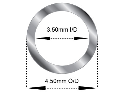 Sterlingsilberrohr, Ref. 2, Außendurchmesser 4,5 mm, Innendurchmesser 3,5 mm, Wandstärke 0,5 mm, 100 % Recyceltes Silber - Standard Bild - 2