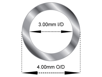 Sterlingsilberrohr, Ref. 3, Außendurchmesser 4,0 mm, Innendurchmesser 3,0 mm, Wandstärke 0,5 mm, 100 % Recyceltes Silber - Standard Bild - 2