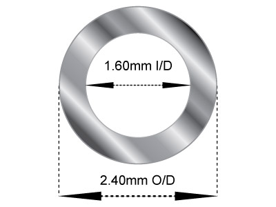 Sterlingsilberrohr, Ref. 8, Außendurchmesser 2,4 mm, Innendurchmesser 1,6 mm, Wandstärke 0,4 mm, 100 % Recyceltes Silber - Standard Bild - 2