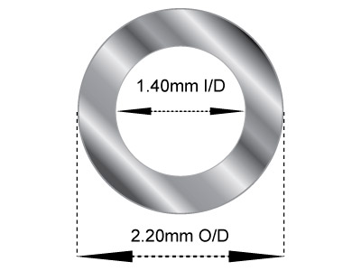 Sterlingsilberrohr, Ref. 9, Außendurchmesser 2,2 mm, Innendurchmesser 1,4 mm, Wandstärke 0,4 mm, 100 % Recyceltes Silber - Standard Bild - 2