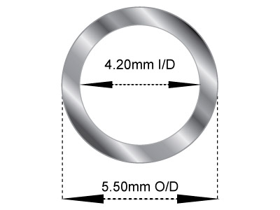 Sterlingsilberrohr, Ref. a, Außendurchmesser 5,5 mm, Innendurchmesser 4,2 mm, Wandstärke 0,65 mm, 100 % Recyceltes Silber - Standard Bild - 2
