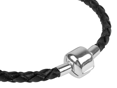 Leder-armband Für Anhänger, Silberbeschichtet - Standard Bild - 3