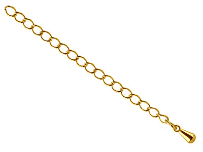 Goldbeschichtete Verlängerungskette, Klein, 2,75mm, Mit Tropfenanhänger