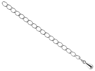 Silberbeschichtete Verlängerungskette, Klein, 2,75mm, Mit Tropfenanhänger
