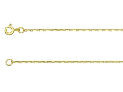 Gliederkette Aus 9kt Gelbgold, 1416, Quadratischer Diamantschliff, 45cm, Mit Echtheitsstempel