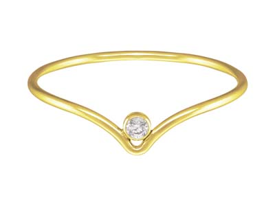 Ring Im Chevron-stil Mit Weissem Kubischem Zirkon, 2mm, Large, Goldfilled