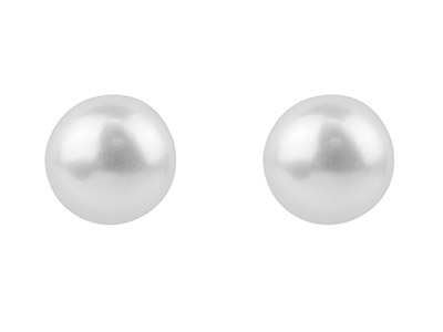 Ohrringe Aus Sterlingsilber Mit Weißen Knopfperlen - Standard Bild - 1
